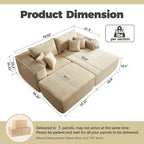 Divano componibile moderno HOOOWOOO in peluche a L con pouf rimovibile