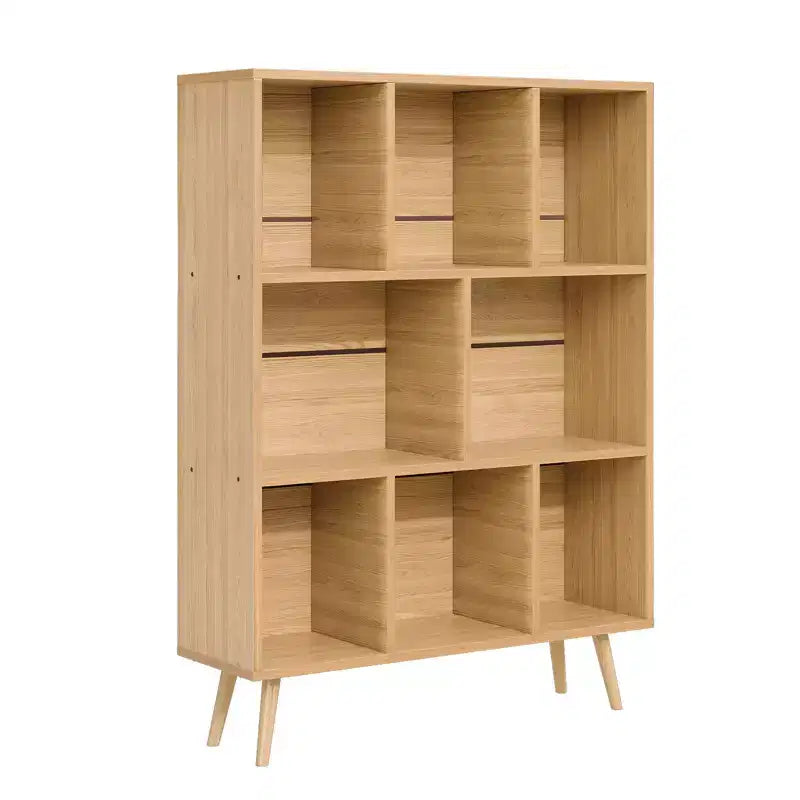 Scaffale Decorativo da 31,5 Pollici, Libreria, Scaffale Contenitore a 3 Ripiani e 8 Moduli con 4 Gambe in Legno Massello