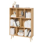 Scaffale Decorativo da 31,5 Pollici, Libreria, Scaffale Contenitore a 3 Ripiani e 8 Moduli con 4 Gambe in Legno Massello