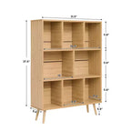 Scaffale Decorativo da 31,5 Pollici, Libreria, Scaffale Contenitore a 3 Ripiani e 8 Moduli con 4 Gambe in Legno Massello