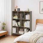 Scaffale Decorativo da 31,5 Pollici, Libreria, Scaffale Contenitore a 3 Ripiani e 8 Moduli con 4 Gambe in Legno Massello