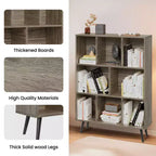 Scaffale Decorativo da 31,5 Pollici, Libreria, Scaffale Contenitore a 3 Ripiani e 8 Moduli con 4 Gambe in Legno Massello
