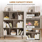 Scaffale Decorativo da 31,5 Pollici, Libreria, Scaffale Contenitore a 3 Ripiani e 8 Moduli con 4 Gambe in Legno Massello