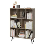 Scaffale Decorativo da 31,5 Pollici, Libreria, Scaffale Contenitore a 3 Ripiani e 8 Moduli con 4 Gambe in Legno Massello