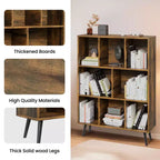 Scaffale Decorativo da 31,5 Pollici, Libreria, Scaffale Contenitore a 3 Ripiani e 8 Moduli con 4 Gambe in Legno Massello