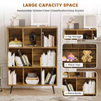 Scaffale Decorativo da 31,5 Pollici, Libreria, Scaffale Contenitore a 3 Ripiani e 8 Moduli con 4 Gambe in Legno Massello