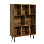 Scaffale Decorativo da 31,5 Pollici, Libreria, Scaffale Contenitore a 3 Ripiani e 8 Moduli con 4 Gambe in Legno Massello