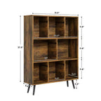 Scaffale Decorativo da 31,5 Pollici, Libreria, Scaffale Contenitore a 3 Ripiani e 8 Moduli con 4 Gambe in Legno Massello