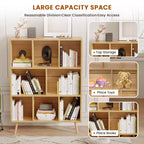 Scaffale Decorativo da 31,5 Pollici, Libreria, Scaffale Contenitore a 3 Ripiani e 8 Moduli con 4 Gambe in Legno Massello