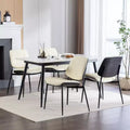 Sedie da pranzo Mid-Century Modern - Ecopelle, schienale in legno curvato di noce, gambe in metallo, piedino regolabile, PU beige, set da 2