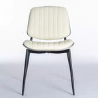Sedie da pranzo Mid-Century Modern - Ecopelle, schienale in legno curvato di noce, gambe in metallo, piedino regolabile, PU beige, set da 2
