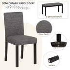 Set da Pranzo da 6 Pezzi con Panca e Sedie, Set Tavolo da Pranzo per 6 con Panca, Set Tavolo da Pranzo in Legno per Cucina, Sala da Pranzo