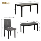 Set da Pranzo da 6 Pezzi con Panca e Sedie, Set Tavolo da Pranzo per 6 con Panca, Set Tavolo da Pranzo in Legno per Cucina, Sala da Pranzo