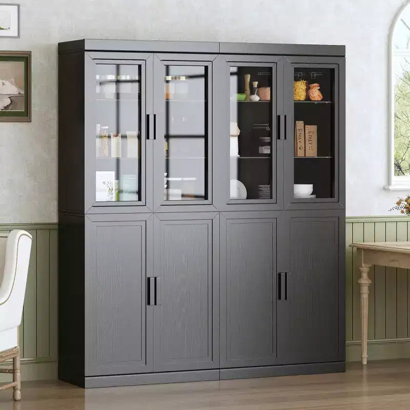 Dispensa alta - Mobile contenitore con ante in vetro per cucina, sala da pranzo
