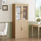 Dispensa alta - Mobile contenitore con ante in vetro per cucina, sala da pranzo