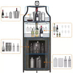Porta-bottiglie angolare, scaffale a 5 ripiani con portabottiglie rimovibile, mobile bar con porta-bicchieri, piccolo mobiletto per sala da pranzo e credenza con anta a rete