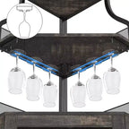 Porta-bottiglie angolare, scaffale a 5 ripiani con portabottiglie rimovibile, mobile bar con porta-bicchieri, piccolo mobiletto per sala da pranzo e credenza con anta a rete