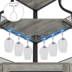 Porta-bottiglie angolare, scaffale a 5 ripiani con portabottiglie rimovibile, mobile bar con porta-bicchieri, piccolo mobiletto per sala da pranzo e credenza con anta a rete