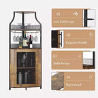 Porta-bottiglie angolare, scaffale a 5 ripiani con portabottiglie rimovibile, mobile bar con porta-bicchieri, piccolo mobiletto per sala da pranzo e credenza con anta a rete