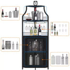 Porta-bottiglie angolare, scaffale a 5 ripiani con portabottiglie rimovibile, mobile bar con porta-bicchieri, piccolo mobiletto per sala da pranzo e credenza con anta a rete