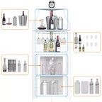Porta-bottiglie angolare, scaffale a 5 ripiani con portabottiglie rimovibile, mobile bar con porta-bicchieri, piccolo mobiletto per sala da pranzo e credenza con anta a rete