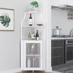 Porta-bottiglie angolare, scaffale a 5 ripiani con portabottiglie rimovibile, mobile bar con porta-bicchieri, piccolo mobiletto per sala da pranzo e credenza con anta a rete