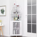 Porta-bottiglie angolare, scaffale a 5 ripiani con portabottiglie rimovibile, mobile bar con porta-bicchieri, piccolo mobiletto per sala da pranzo e credenza con anta a rete