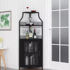Porta-bottiglie angolare, scaffale a 5 ripiani con portabottiglie rimovibile, mobile bar con porta-bicchieri, piccolo mobiletto per sala da pranzo e credenza con anta a rete