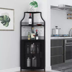 Porta-bottiglie angolare, scaffale a 5 ripiani con portabottiglie rimovibile, mobile bar con porta-bicchieri, piccolo mobiletto per sala da pranzo e credenza con anta a rete