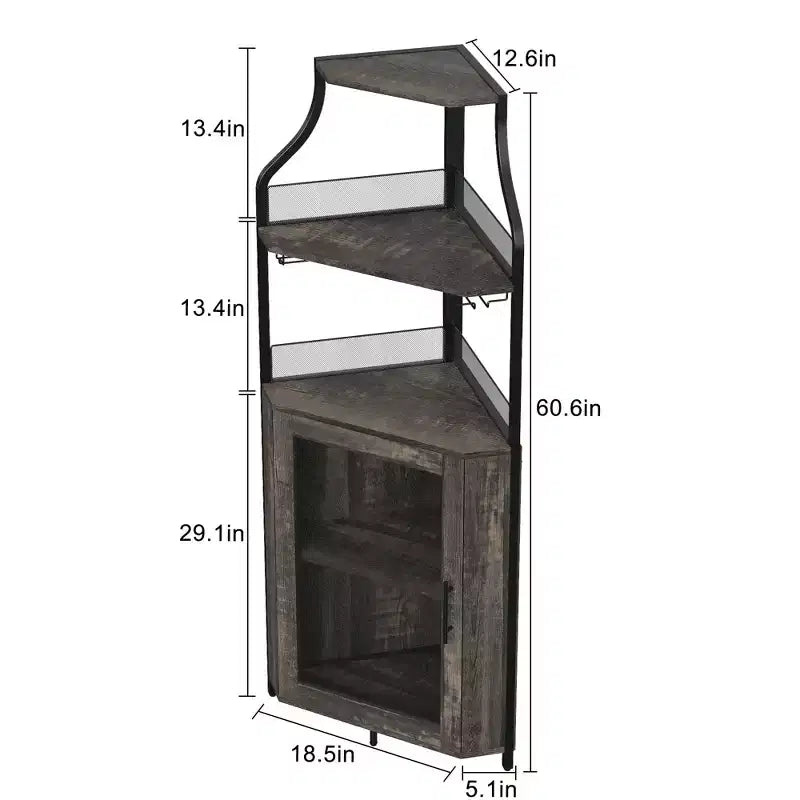 Porta-bottiglie angolare, scaffale a 5 ripiani con portabottiglie rimovibile, mobile bar con porta-bicchieri, piccolo mobiletto per sala da pranzo e credenza con anta a rete
