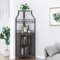Porta-bottiglie angolare, scaffale a 5 ripiani con portabottiglie rimovibile, mobile bar con porta-bicchieri, piccolo mobiletto per sala da pranzo e credenza con anta a rete