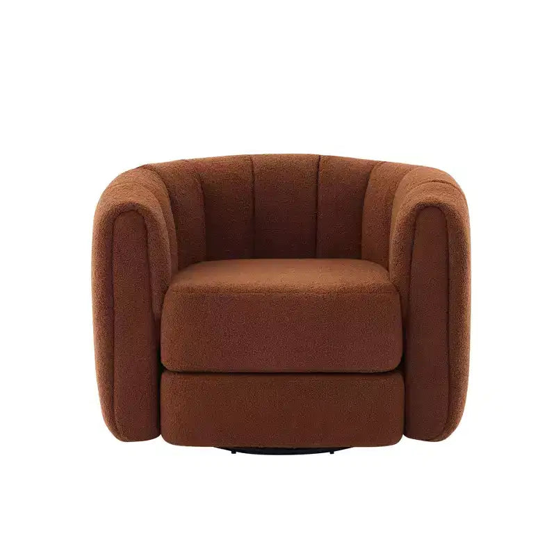 Poltrona Girevole per Soggiorno, Comoda Poltrona Divano con Base in Legno, Lussuosa Poltrona Girevole Imbottita