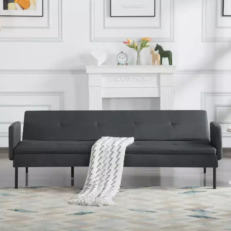 Divano letto futon convertibile da 190 cm con schienale regolabile in 5 posizioni