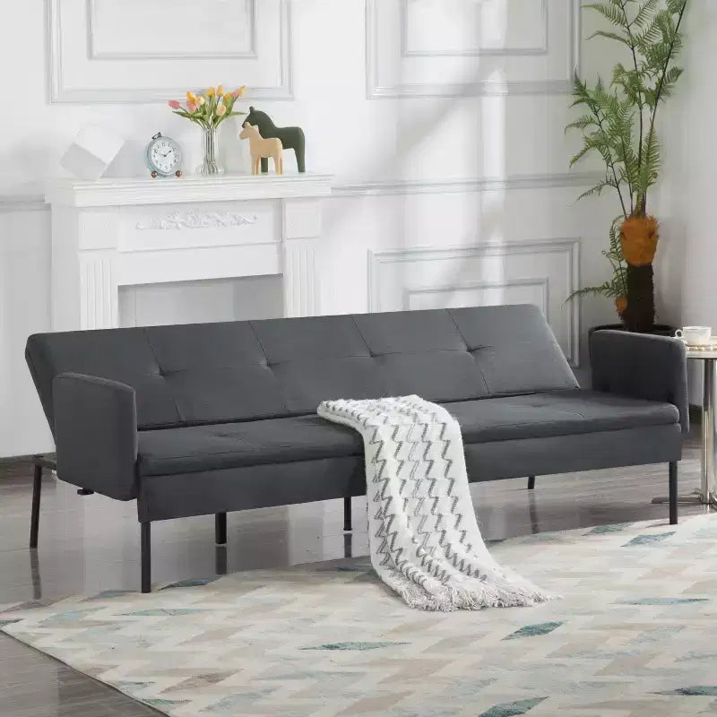 Divano letto futon convertibile da 190 cm con schienale regolabile in 5 posizioni