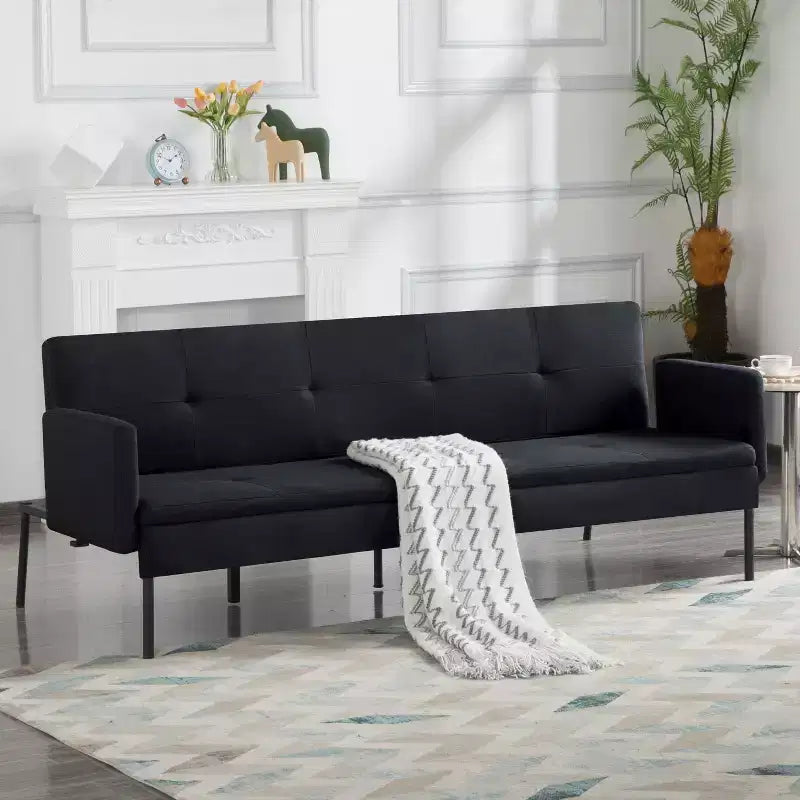 Divano letto futon convertibile da 190 cm con schienale regolabile in 5 posizioni