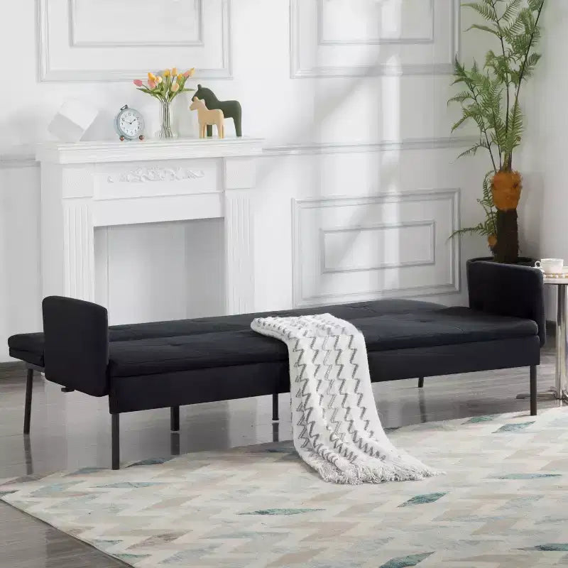 Divano letto futon convertibile da 190 cm con schienale regolabile in 5 posizioni