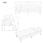 Divano letto futon convertibile da 190 cm con schienale regolabile in 5 posizioni