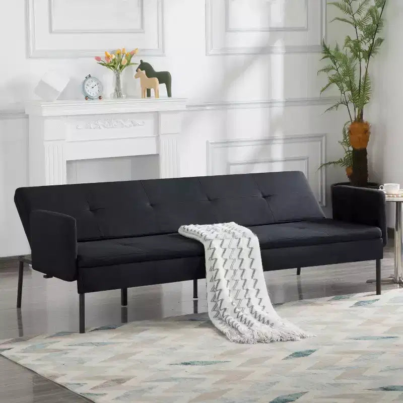 Divano letto futon convertibile da 190 cm con schienale regolabile in 5 posizioni