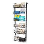 Zstar 6-Tier Pantry Door Organizer, Over The Door Pantry Organizer Rack and Storage, Hanging Spice Rack for Cabinet(Black)