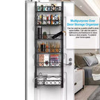 Organizzatore dispensa a 6 livelli da appendere alla porta, scaffale organizer e portaoggetti da appendere alla porta della dispensa, portaspezie da appendere per armadietto (Nero)