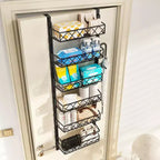 Organizzatore dispensa a 6 livelli da appendere alla porta, scaffale organizer e portaoggetti da appendere alla porta della dispensa, portaspezie da appendere per armadietto (Nero)
