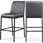 Meridian Furniture,Bryce Grey Vegan Leather Stool, Set of 2