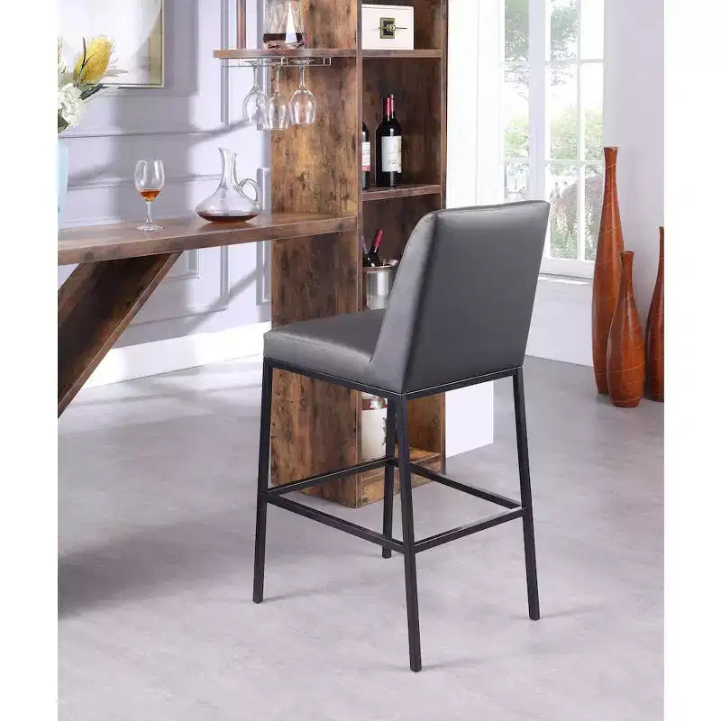Sgabello in ecopelle grigia, set da 2