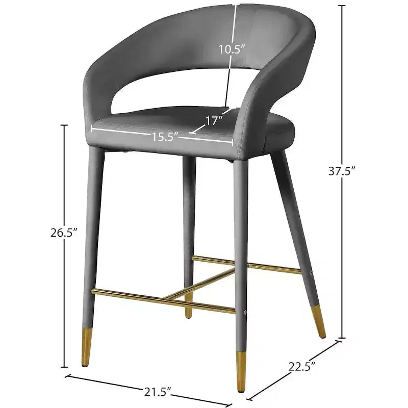 Sgabello in velluto grigio