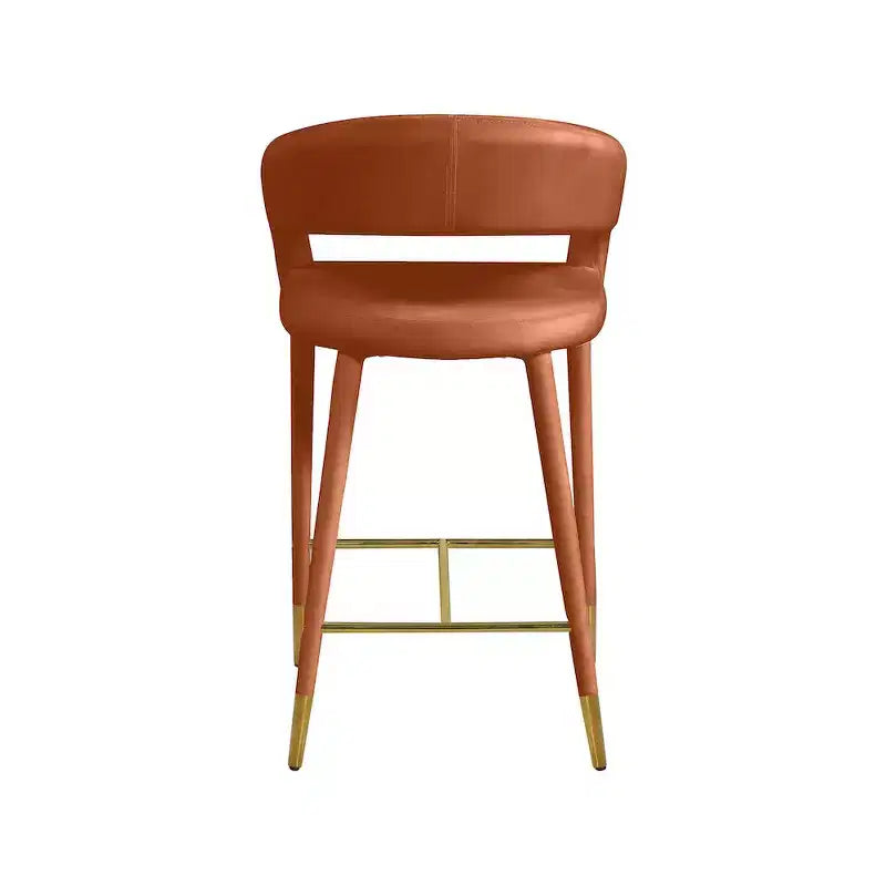 Sgabello in Velluto Cognac