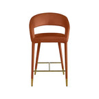 Sgabello in Velluto Cognac
