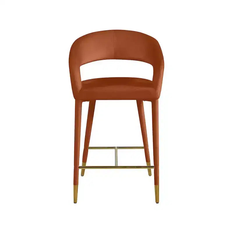 Sgabello in Velluto Cognac