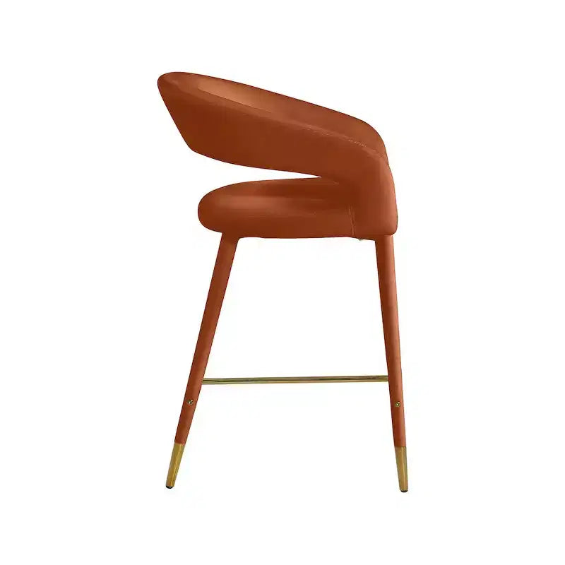 Sgabello in Velluto Cognac
