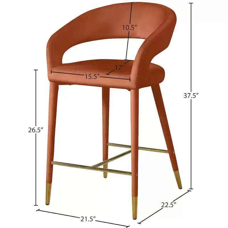 Sgabello in Velluto Cognac