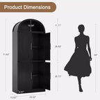 Libreria ad Arco da 72" con 4 Ante - Libreria Moderna in Stile Country con Ripiani Aperti per Soggiorno e Camera da Letto (Nero)